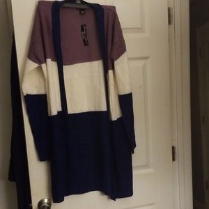 WOMENS NEW EVELYN TAYLOR CARDIGAN STRIPE SWEATER